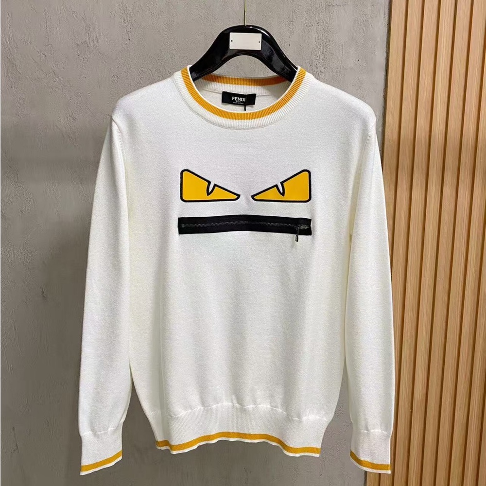 Fendi Men's Sweater in White and Yellow